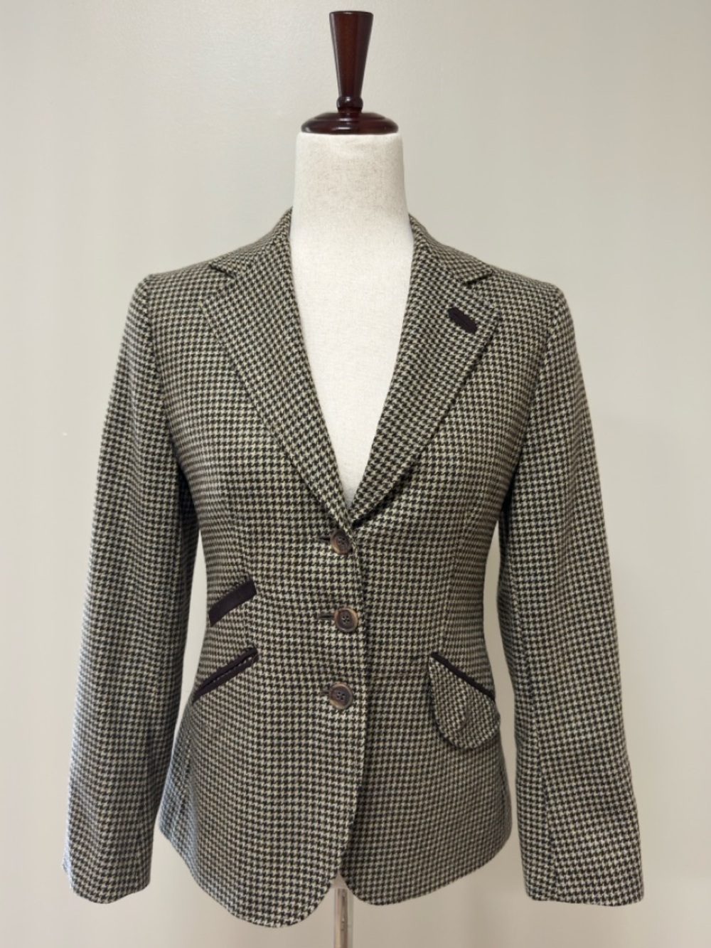 Fuentecapala Women’s Houndstooth Blazer - Brown, Black, Cream, & Gray | US 6